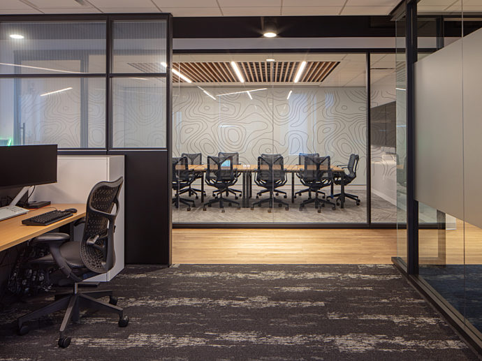 Commercial design, conference room and desks Boston real estate project
